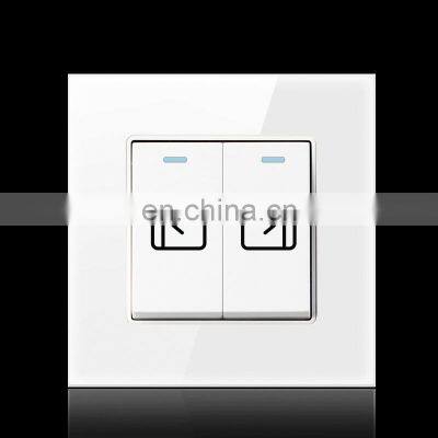 16A 2 gang autogate indoor switch,push button,Turn on/off,Glass Panel,86*86mm