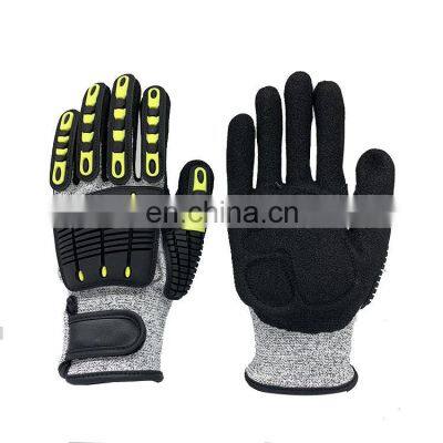 High Impact 13 Gauge Black Sandy Nitrile Coated High Impact Safety Protection Work TPR Gloves