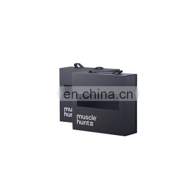 Matte Black Custom Box With Window Hollow Out Package for Gift 3 Bottles Wine Packing Box Ribbon Handle Box for Products photo-3