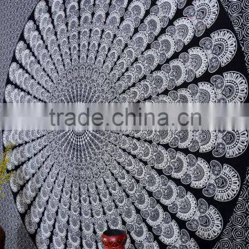 Indian Tapestry Cotton Black Mandala Print Vintage Wall Hanging Tapestries Throw Bedsheet photo-2