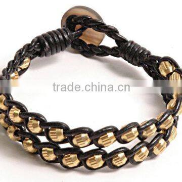 Indian Leather Gold Bracelet