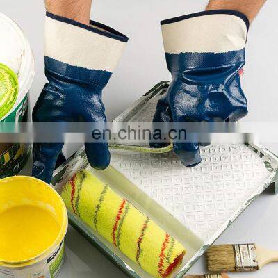 Blue Nitrile Gloves Oil Proof Chemical Resistance Nitrile Coated Safety Cuff Jersey Liner Work Gloves Safety Gloves for Work photo-5