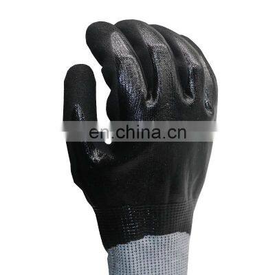 Double Dipped Sandy Nitrile Finish Gloves Nitrile Coated Safety Work Gloves Waterproof photo-4