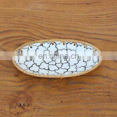 Best Price Wholesale 2023 Rattan Ceramic Tray, Hig Quality Serving Trays Natural Tray Basket for Breakfast Wholesale photo-2