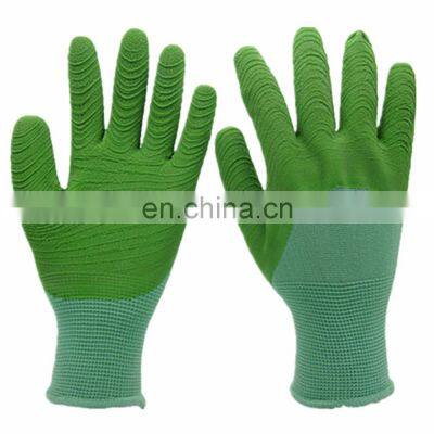 13G firm grip  wave latex coated construction safety gloves