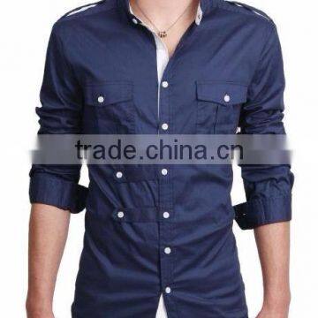 Fashionable casual shirt design collar long sleeve shirt for men