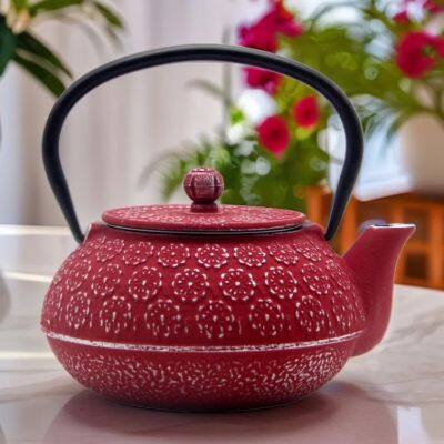 Custom Logo Cast Iron Tea Kettle With Infuser Hand-Crafted Modern Design Colorful Cast Iron Tea Pot photo-3