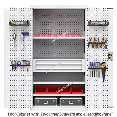 Tall Garage Steel Utility Cabinet with 4 Adjustable Shelves and Reinforced Doors for Tools and Equipment Organization