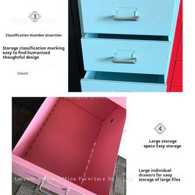 Sky Blue Steel Storage Chest, Eco-Friendly Anti-Rust, Full-extension Drawers, 360-Degree Mobility for Classroom & Pantry, Reliable Supplier HENGNA photo-4