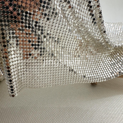 Gold Color Sequin Chain Mail Fabric Metal Mesh/flexible Metal Mesh Fabric