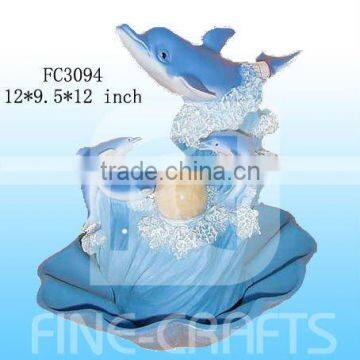 Polyresin dolphin & ball desktop fountain