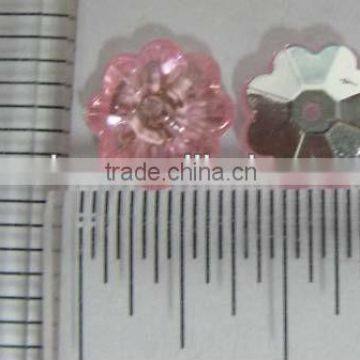 LT. PINK COLOR Flower Shape Acrylic Stone sewing for 10mm Button CENTER HOLE ONLY FOR SEW ON