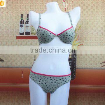 Cotton printed young girl bra panty set OEM