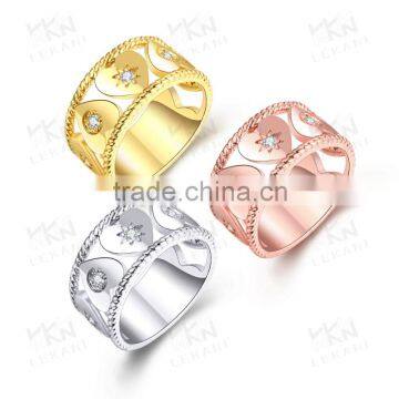Newest heart shape crystal ring white gold plated ring