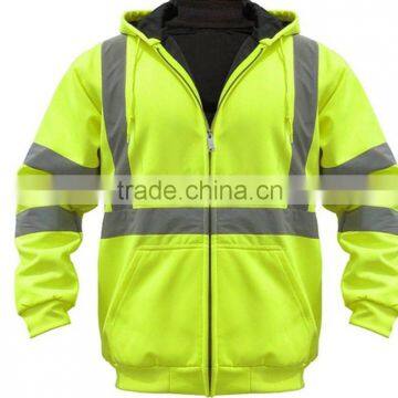 Functional Hooded Sweatshirt in Fluorescent Fabric /HI Visibility Sweatshirt With High Visibility Reflective Straps