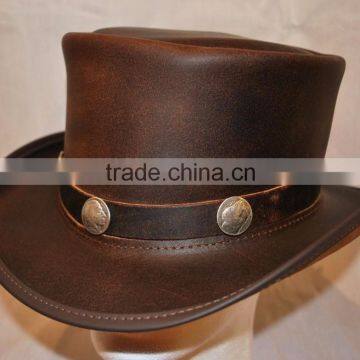 NEW 2015 Men's 100% GENUINE LEATHER TOPPER "Steampunk" Western Top Hat