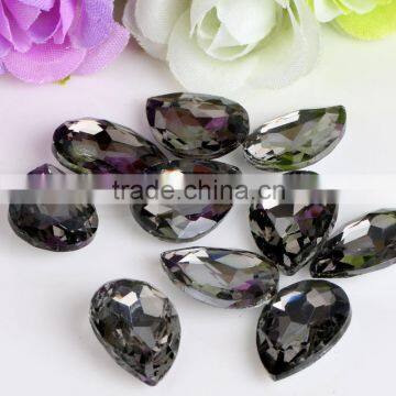 Dark Grey High Fancy Quality Wholesales Point Back Loose Teardrop Shapes Crystal Glass Beads for Jewelry Making Cheap