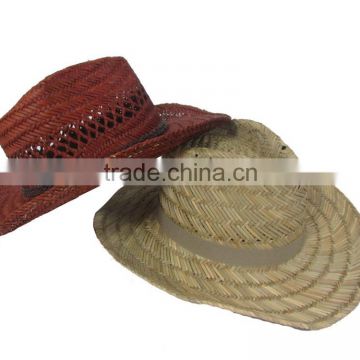 dying brwon hand weave famer hat cheap cowboy hats