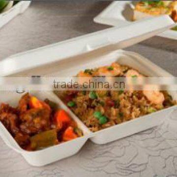 Eco-creative 100% Biodegradable 2-Compartment Clamshell Box