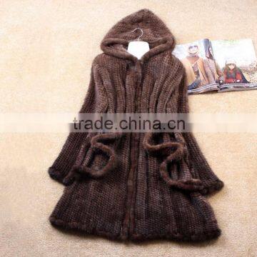 2016 popular high quality kintted mink fur coat