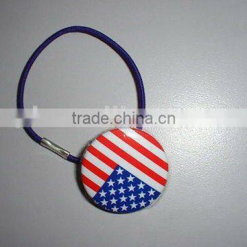 OEM custom design printing tin button elastic hair bands