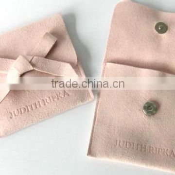 Oct new Pink Suede Jewellery Pouch,jewellery packaging pouch embossed logo                        
                                                Quality Choice