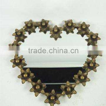 Antique gold heart shaped craft mirror for home accessories