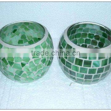 Mosaic glass candle holder