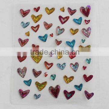 2015 hot selling heart shape epoxy resin sticker for home decor