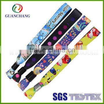 Multicolor charm fabric wrist band, promotional woven fabric wrist band