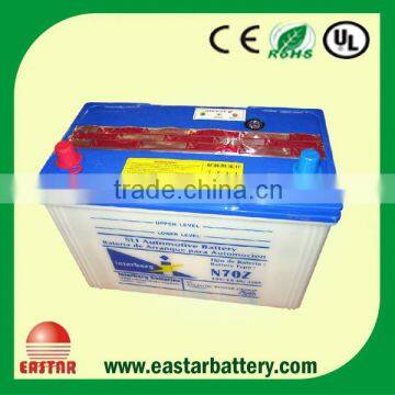 DIN Standard car battery 12v 75ah dry charged auto battery