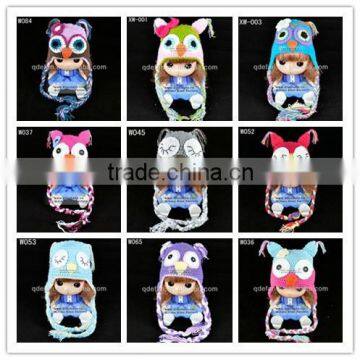 crochet owl baby hand beanies children knitting hats china wholesale