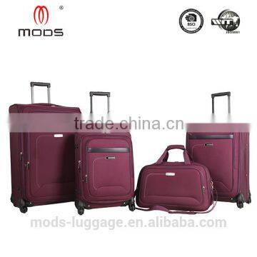 Set 4 expandable softside trolley case luggage