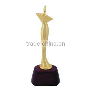 Metal Creative Art Lady Model Trophy with wooden base