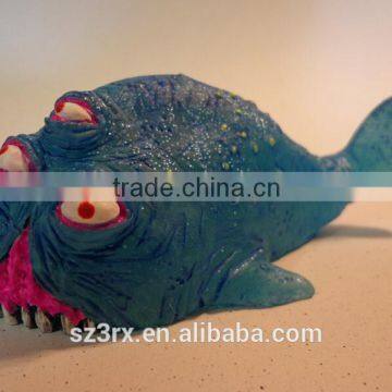 4 eyes piranha fish resin sculpture,custom made 5 inch monster fish figures,resin sculpture factory