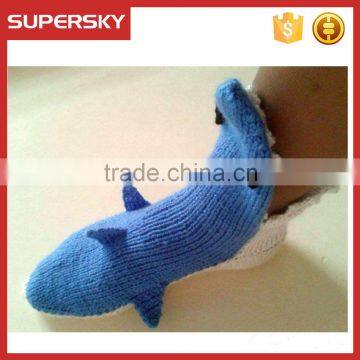 A-217 handmade shark slipper socks crochet animal house shoes funny custom house slipper socks