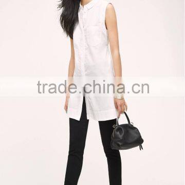 Ladies Tops Images Sleeveless Buttondown India Wholesale Cotton Tunic photo-2