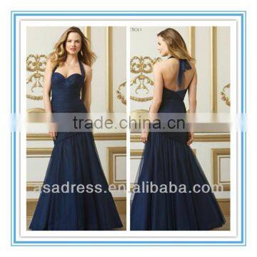 2014 New Style Sweetheart Neckline with Halter Tie Shirred Dropped Waist Bodice China Bridesmaid Dresses (BDWA-4001)