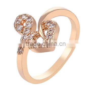 Charming Women Little Heart Shaped Inlay Austria Crystal Gold Plated Ring