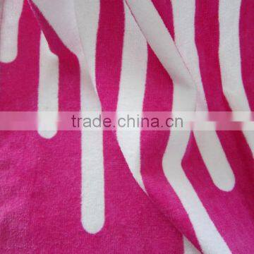 100% Cotton Rosy Pink Color Airplane Sleeping Towel Velour Printed Pool Towel Cover photo-3