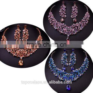 18 kg Gold plated Wedding jewelry set Bridal necklace earrings with rhinestone Nigeria jewelry