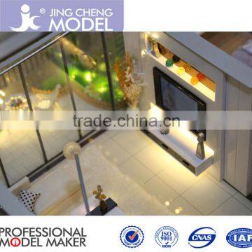 Architectural interior model with interactive lighting