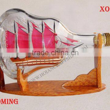 WYOMING SHIP IN XO BOTTLE, UNIQUE NAUTICAL DECORATION - WOODEN SHIP MODEL