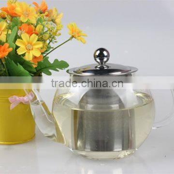 New Arrival Different Sizes Antique Stainless Steel Infuser Tea Set Wholesale Borosilicate Clear Glass Teapot With SS Filter