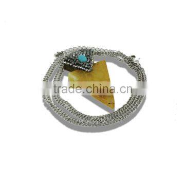 Fashion Triangle And Beautiful Texture Pendant Necklace Delicate Stone Necklace