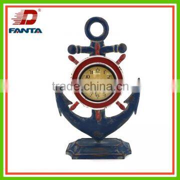 Newest metal handmade anchor with clock for home decoration