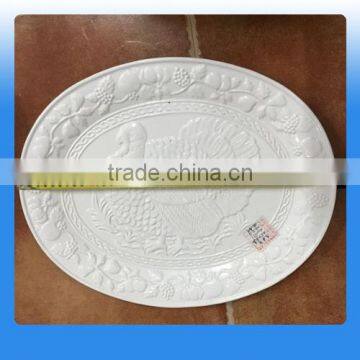 2016 High quality white ceramic turkey plate