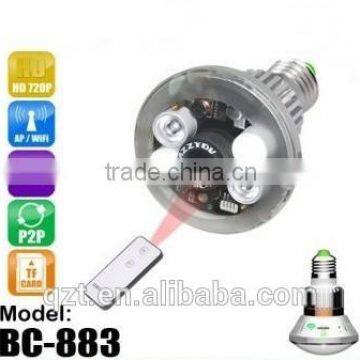 2014 made in China Real Light remote Control motion detection bulb hidden ip Network camera cctv cam