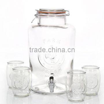 Cock Theme Set of 5 Glass Drinkware