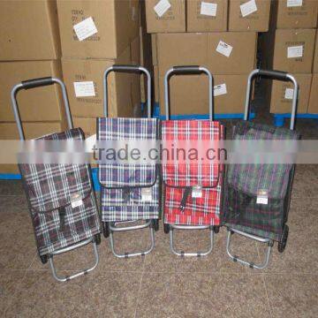 Folding shopping trolley bag.Metal trolley with bag.